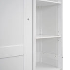 Full Size Wooden Murphy Bed Wall Bed with Shelves and LED Lights
