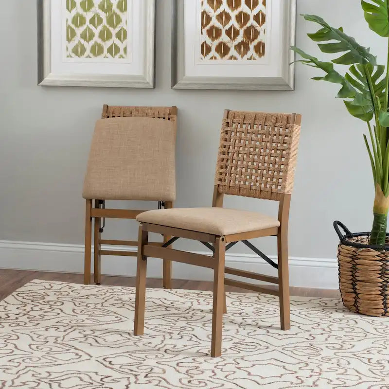 Chaises de salle à manger pliantes Joslyn en osier naturel (lot de 2)