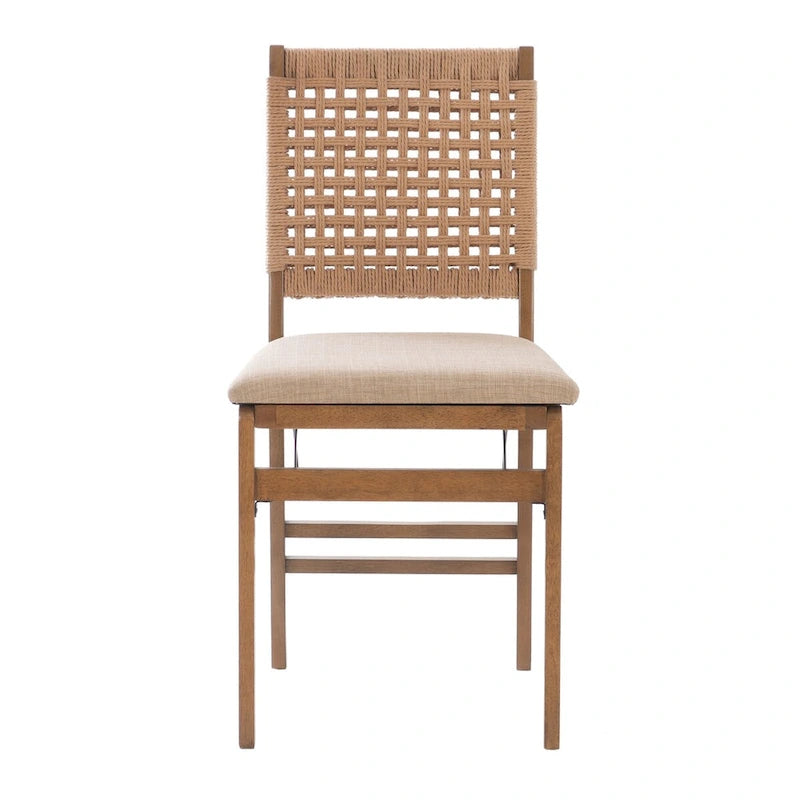 Joslyn Natural Woven Back Folding Dining Chair (Set of 2)