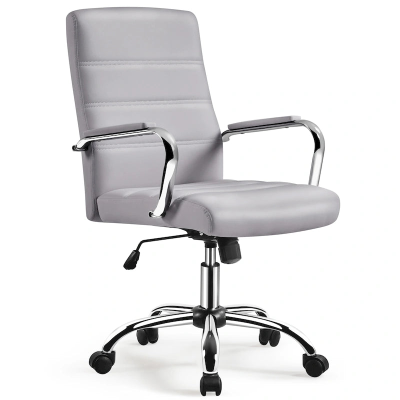 Yaheetech Adjustable Mid-Back Faux Leather Swivel Office Chair