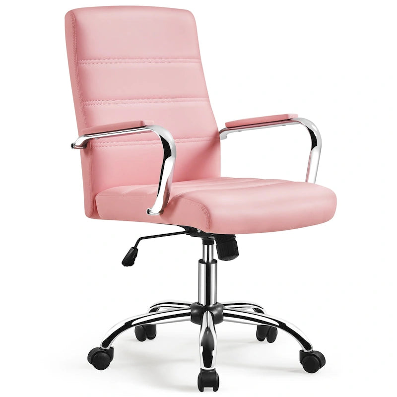 Yaheetech Adjustable Mid-Back Faux Leather Swivel Office Chair