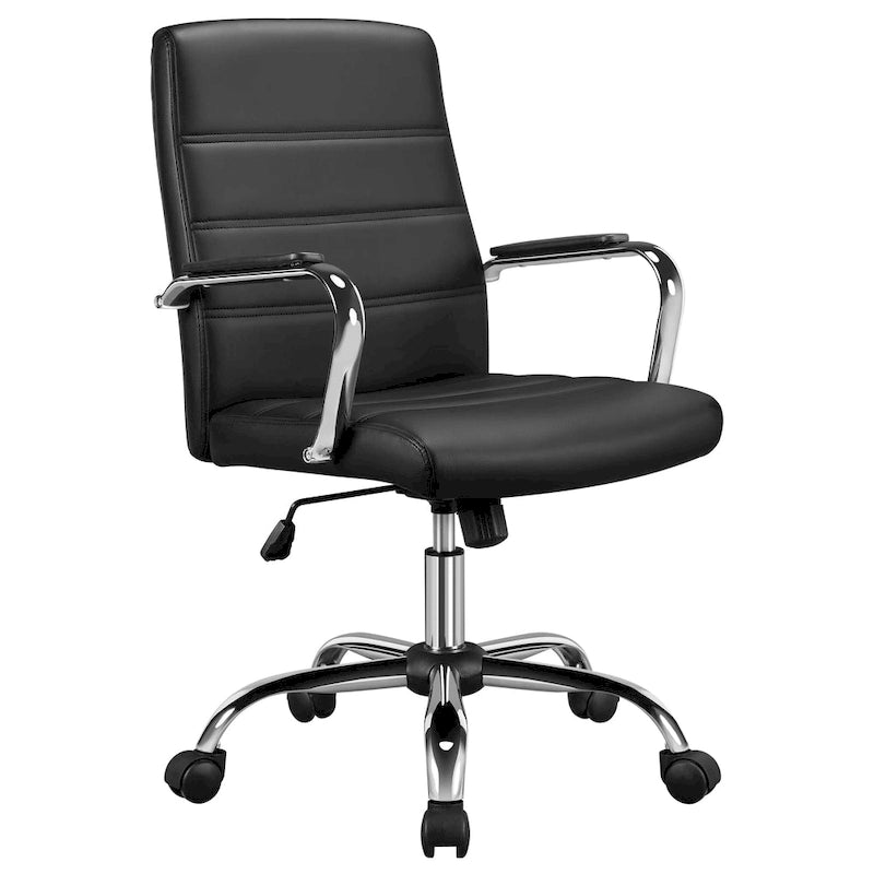 Yaheetech Adjustable Mid-Back Faux Leather Swivel Office Chair