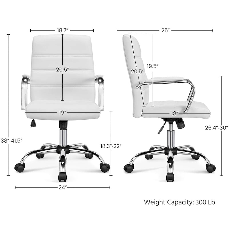 Yaheetech Adjustable Mid-Back Faux Leather Swivel Office Chair