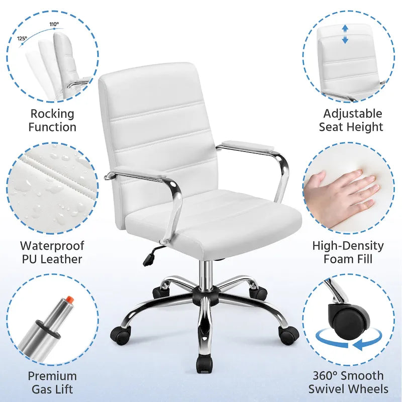 Yaheetech Adjustable Mid-Back Faux Leather Swivel Office Chair