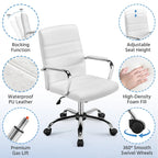 Yaheetech Adjustable Mid-Back Faux Leather Swivel Office Chair
