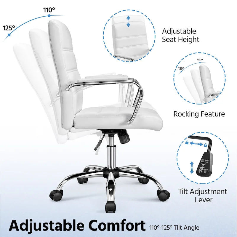 Yaheetech Adjustable Mid-Back Faux Leather Swivel Office Chair