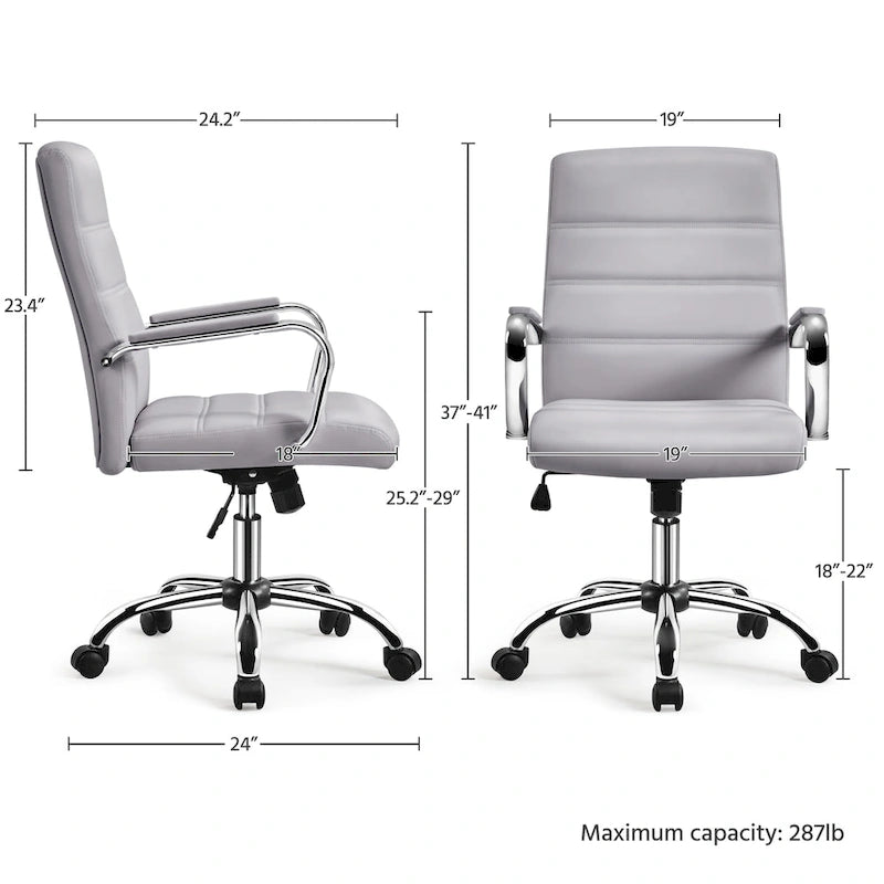 Yaheetech Adjustable Mid-Back Faux Leather Swivel Office Chair