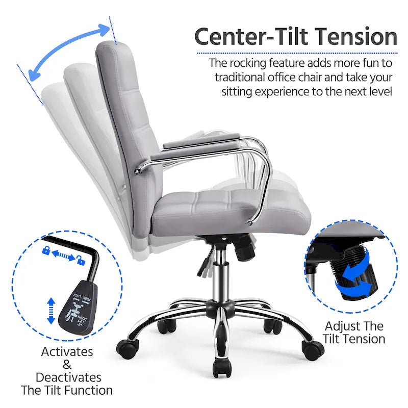 Yaheetech Adjustable Mid-Back Faux Leather Swivel Office Chair