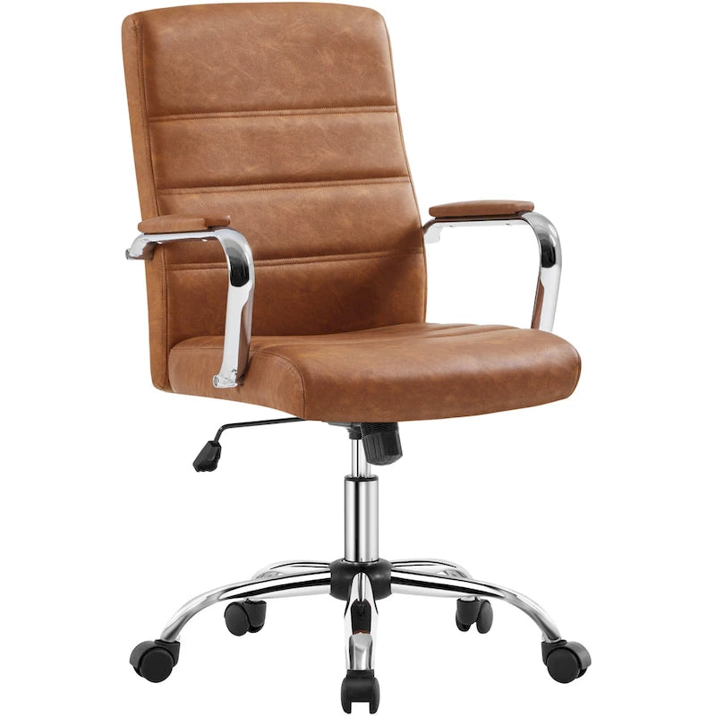 Yaheetech Adjustable Mid-Back Faux Leather Swivel Office Chair