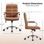 Yaheetech Adjustable Mid-Back Faux Leather Swivel Office Chair