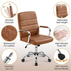 Yaheetech Adjustable Mid-Back Faux Leather Swivel Office Chair