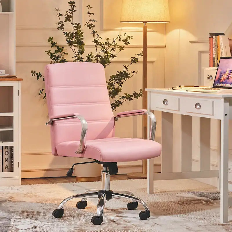 Yaheetech Adjustable Mid-Back Faux Leather Swivel Office Chair