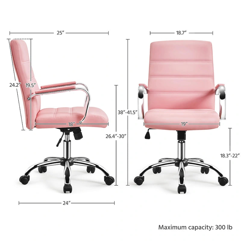 Yaheetech Adjustable Mid-Back Faux Leather Swivel Office Chair