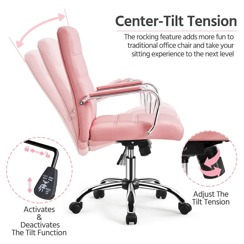 Yaheetech Adjustable Mid-Back Faux Leather Swivel Office Chair