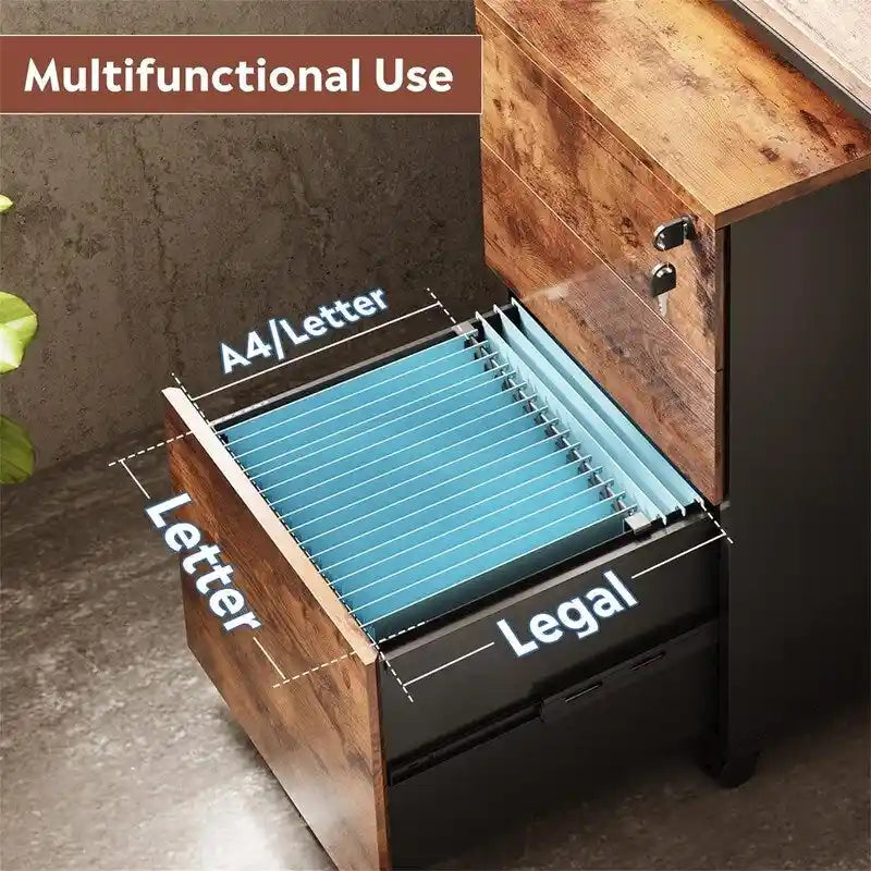 3 Drawer File Cabinet with Lock - 17.7D x 15.5W x 25.8H