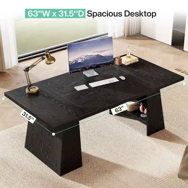 63 Inches Office Desk, Executive Desk for Home Office