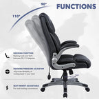 Fauteuil de bureau exécutif à dossier haut avec accoudoirs rembourrés relevables, inclinaison verrouillable réglable, fauteuil à roulettes pivotant pour le travail et l'étude des adultes