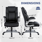 Fauteuil de bureau exécutif à dossier haut avec accoudoirs rembourrés relevables, inclinaison verrouillable réglable, fauteuil à roulettes pivotant pour le travail et l'étude des adultes