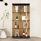 Vitrine en verre Tawny à 4 étagères, bibliothèque autoportante pour salon, bureau, vestiaire