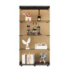 Vitrine en verre Tawny à 4 étagères, bibliothèque autoportante pour salon, bureau, vestiaire