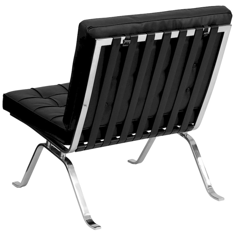 LeatherSoft Button Tufted Armless Lounge Chair w/Designer Curved Legs