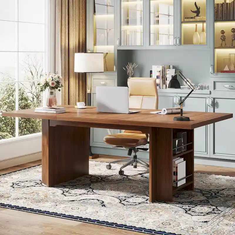 63-in Computer Desk, Large Office Executive Desk with Storage