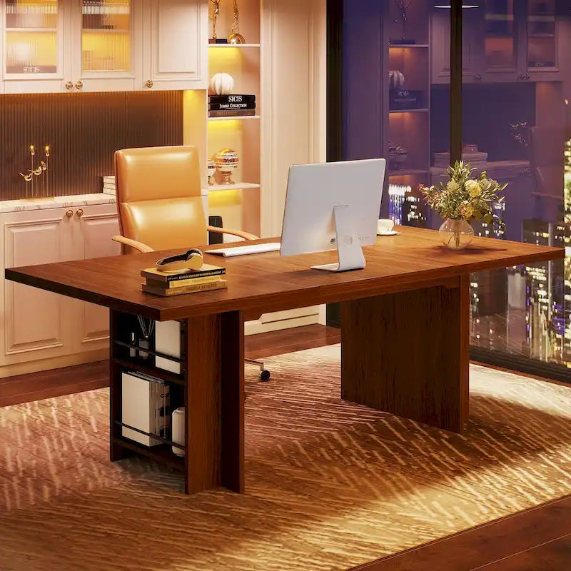 63-in Computer Desk, Large Office Executive Desk with Storage
