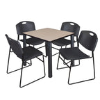 Regency Seating Kee Black 30-inch Square Breakroom Table with 4 Zeng Black Chairs