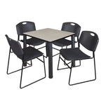 Regency Seating Kee Black 30-inch Square Breakroom Table with 4 Zeng Black Chairs
