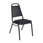 Kahlo 48 Square Breakroom Table- Maple/ Black & 4 Restaurant Stack Chairs- Black