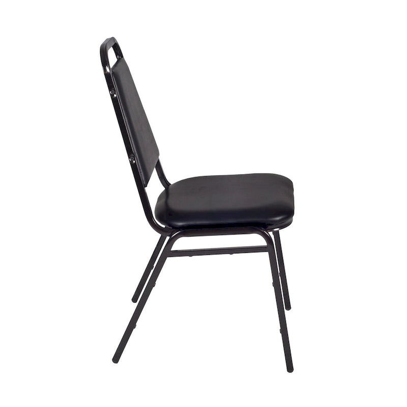 Kahlo 48 Square Breakroom Table- Maple/ Black & 4 Restaurant Stack Chairs- Black