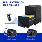 3 Drawer Mobile File Cabinet with Lock Steel File Cabinet for Legal/Letter/A4/F4 Size, Fully Assembled Include Wheels