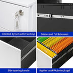 3 Drawer Mobile File Cabinet with Lock Steel File Cabinet for Legal/Letter/A4/F4 Size, Fully Assembled Include Wheels