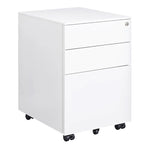 3 Drawer Mobile File Cabinet with Lock Steel File Cabinet for Legal/Letter/A4/F4 Size, Fully Assembled Include Wheels