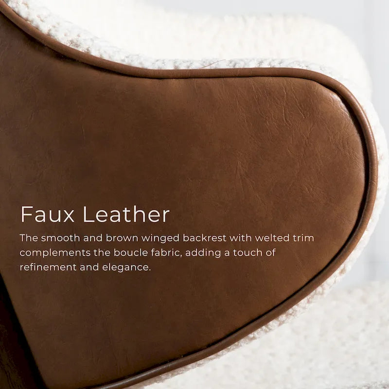 Furniture of America Beck Mid-century Modern Boucle Wingback Walnut Accent Chair