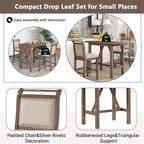 3-Piece Wood Counter Height Drop Leaf Dining Table Set with 2 Dining Chairs