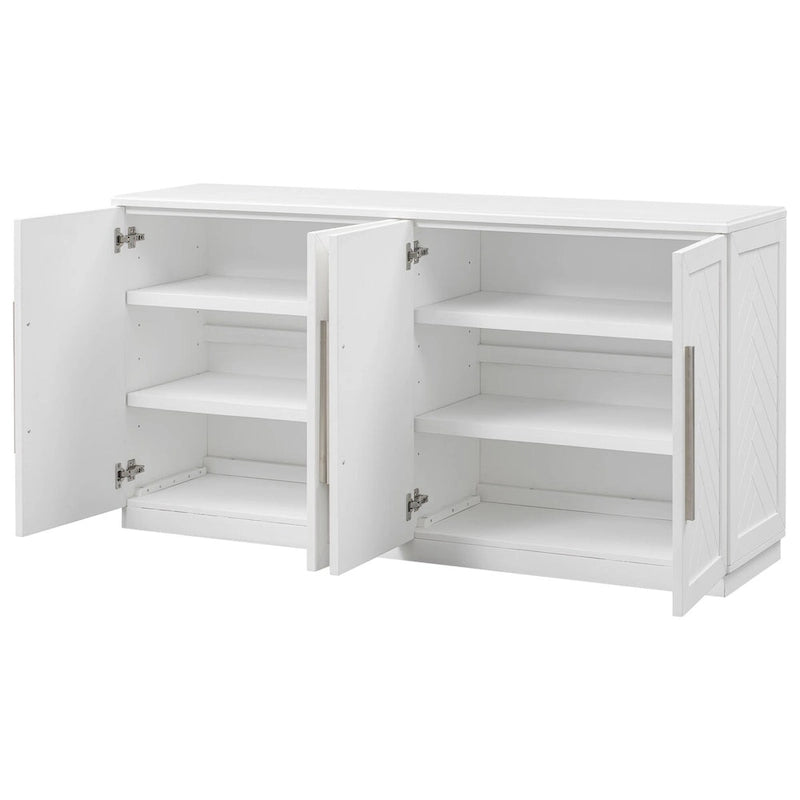 Buffet en bois massif avec 4 portes Grand meuble de rangement