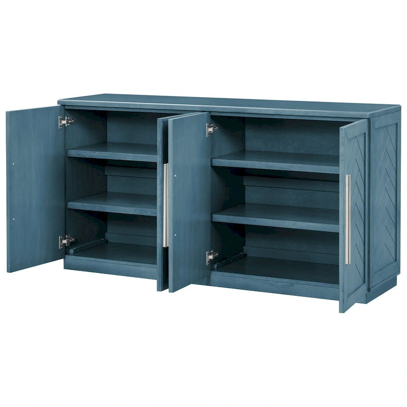 Buffet en bois massif avec 4 portes Grand meuble de rangement