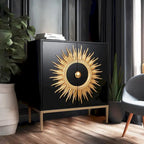 2-Door Accent Sideboard Cabinet Storage Dining Room Buffets Sunburst Credenza Living room