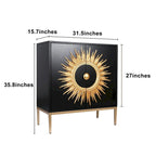 Buffet de salle à manger avec 2 portes et rangement, bahut effet soleil pour salon
