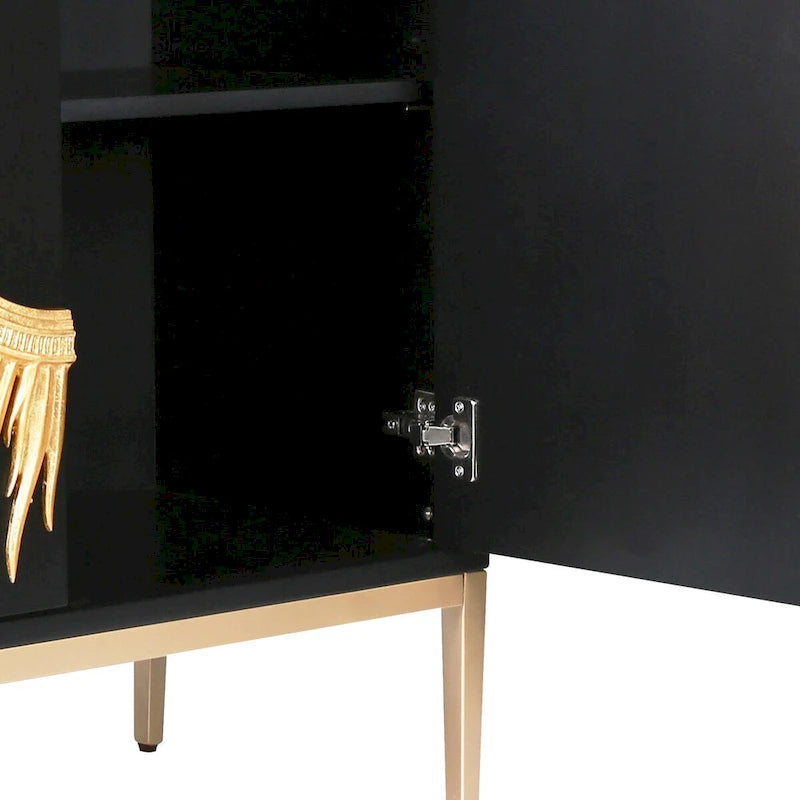 Buffet de salle à manger avec 2 portes et rangement, bahut effet soleil pour salon