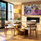 Modern Round Dining Table for DiningroomWhite Glossy Stone Tabletop,Bronze Carbon Pedestal