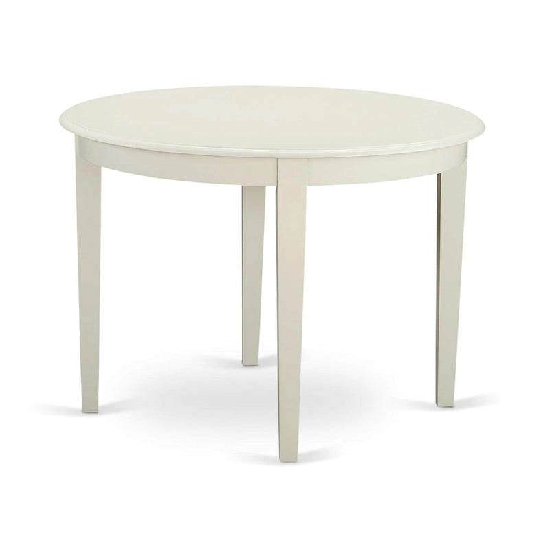 East West Furniture Dining Table Set- a Kitchen Table and Baby Blue Linen Fabric Parson Chairs, Linen White(Pieces Options)