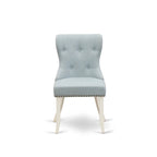 East West Furniture Dining Table Set- a Kitchen Table and Baby Blue Linen Fabric Parson Chairs, Linen White(Pieces Options)