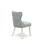 East West Furniture Dining Table Set- a Kitchen Table and Baby Blue Linen Fabric Parson Chairs, Linen White(Pieces Options)