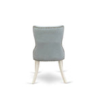 East West Furniture Dining Table Set- a Kitchen Table and Baby Blue Linen Fabric Parson Chairs, Linen White(Pieces Options)