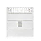 Lit mezzanine double élégant en pin blanc et gris avec échelle, construction solide