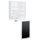 Utopia Alley Collapsible Fold Down Desk Table with Storage Cabinet & Shelves, Computer Desk Storage with USB Charging, White