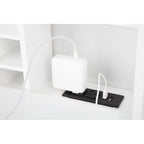 Utopia Alley Collapsible Fold Down Desk Table with Storage Cabinet & Shelves, Computer Desk Storage with USB Charging, White