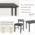 6 Piece Room Chairs with Bench, Rustic Wood Dining Set Table, Gray